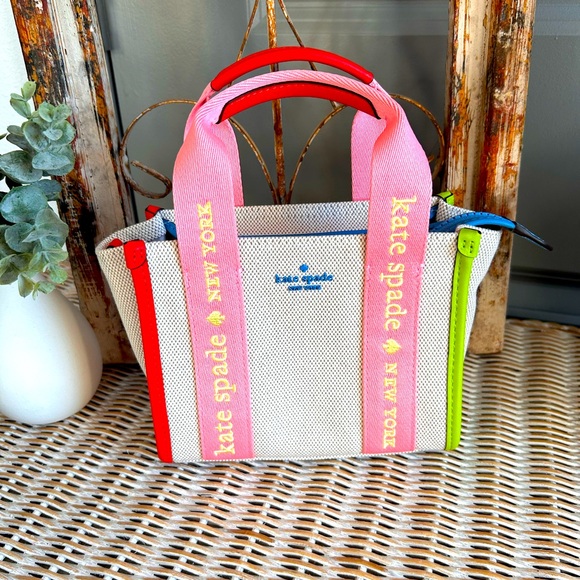 kate spade Handbags - Kate Spade Kip Canvas Mini Tote Preppy Chic Dream Barbiecore resortwear coastal